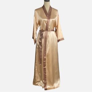 Vintage Sartori Satin Peignor Robe One Size Belted Golden Peach Neutral Canada